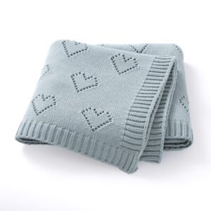 Heart Pattern Knitted Acrylic Babies Infant Security Blankets Mimixiong