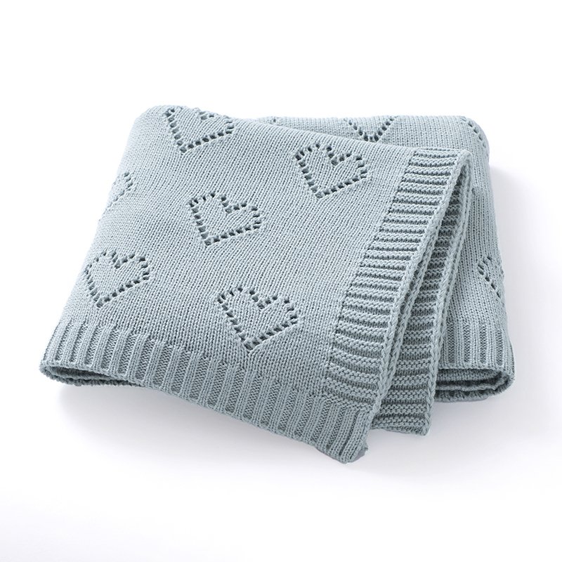 Heart Pattern Knitted Acrylic Babies Infant Security Blankets Mimixiong