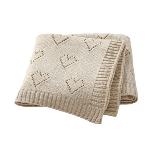 Heart Pattern Knitted Acrylic Babies Infant Security Blankets Mimixiong