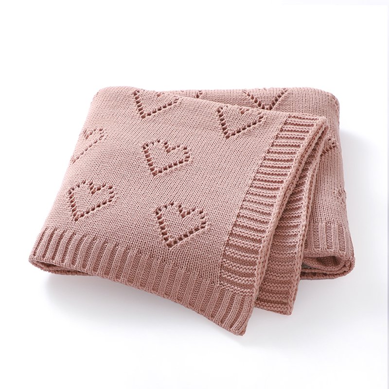 Heart Pattern Knitted Acrylic Babies Infant Security Blankets Mimixiong