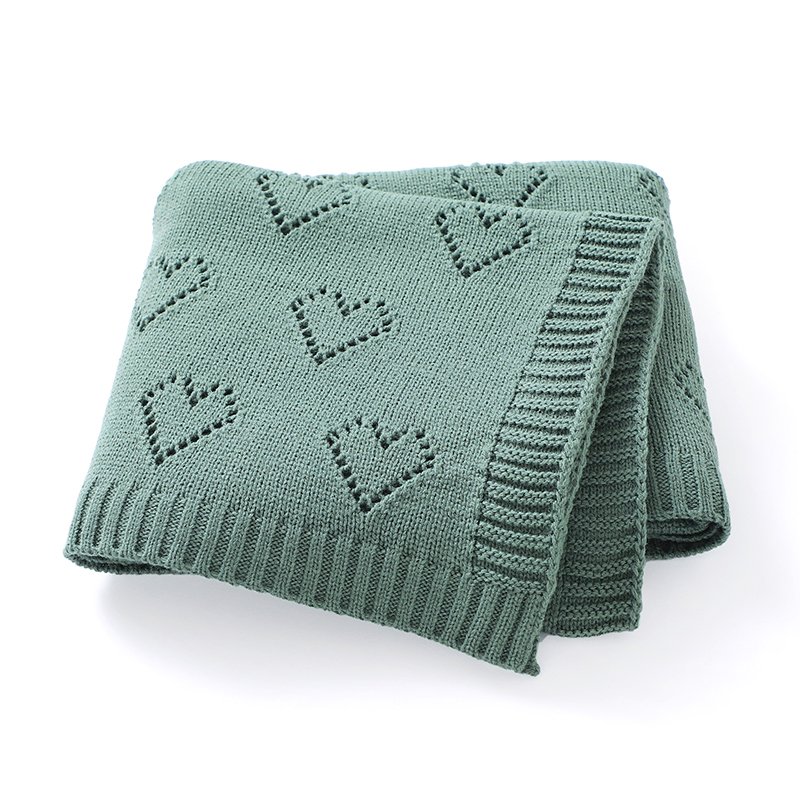 Heart Pattern Knitted Acrylic Babies Infant Security Blankets Mimixiong