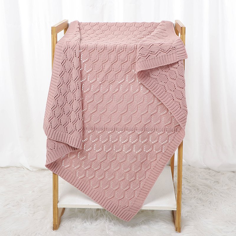 Baby Blanket Solid Color Knitted Newborn Blanket Mimixiong