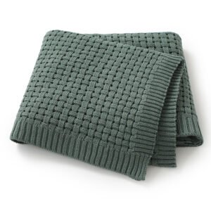 Cotton Solid Color Hollow Knitted Baby Swaddle Blanket Mimixiong