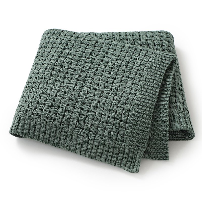 Cotton Solid Color Hollow Knitted Baby Swaddle Blanket Mimixiong