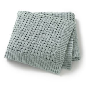 Cotton Solid Color Hollow Knitted Baby Swaddle Blanket Mimixiong