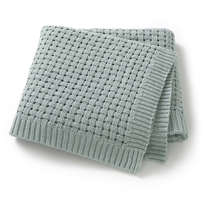 Cotton Solid Color Hollow Knitted Baby Swaddle Blanket Mimixiong