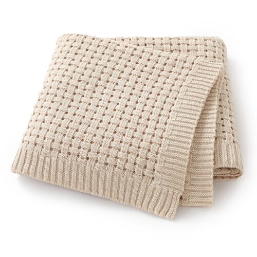Cotton Solid Color Hollow Knitted Baby Swaddle Blanket Mimixiong