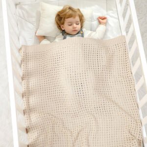 Cotton Solid Color Hollow Knitted Baby Swaddle Blanket Mimixiong