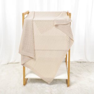 Cotton Solid Color Hollow Knitted Baby Swaddle Blanket Mimixiong