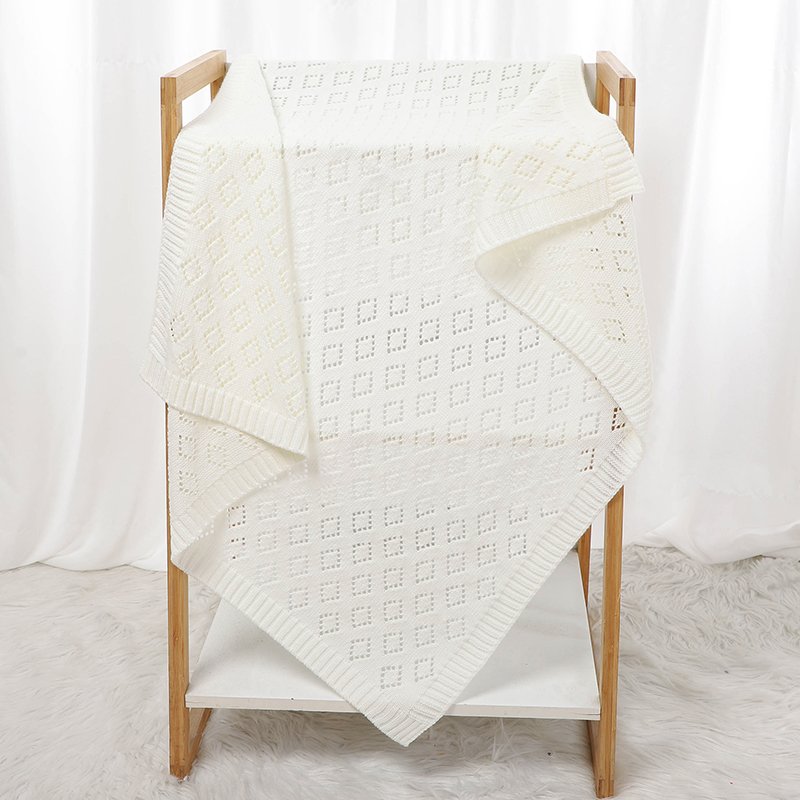 Solid Color Hollow Out Baby Swaddle Blanket Mimixiong