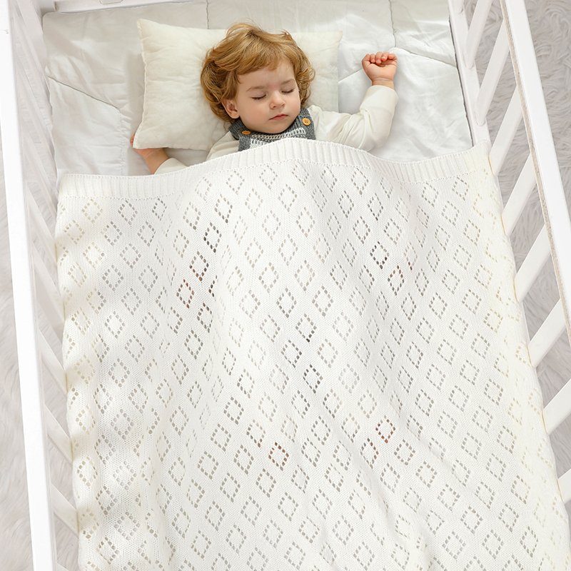 Solid Color Hollow Out Baby Swaddle Blanket Mimixiong