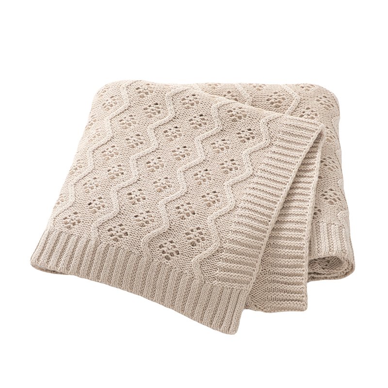 Solid Color Baby Cover Hollow Out Swaddle Cuddle Blanket Mimixiong
