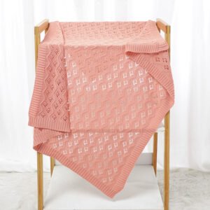 Solid Color Baby Cover Hollow Out Swaddle Cuddle Blanket Mimixiong