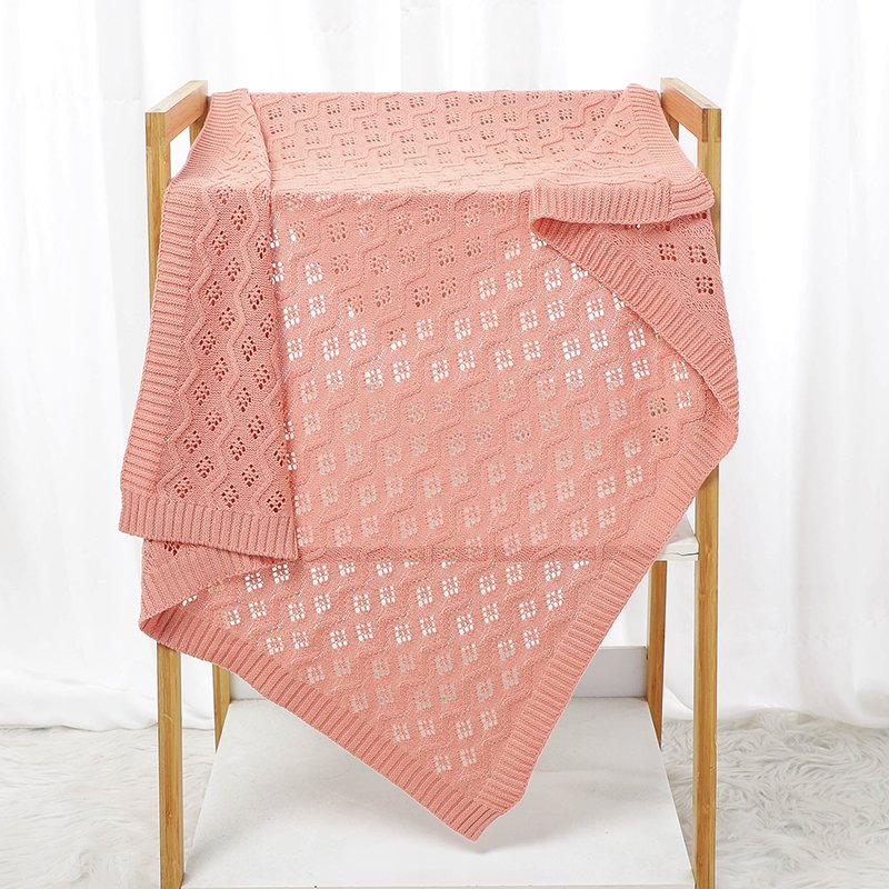 Solid Color Baby Cover Hollow Out Swaddle Cuddle Blanket Mimixiong