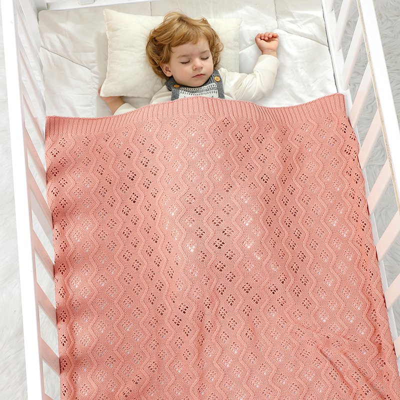 Solid Color Baby Cover Hollow Out Swaddle Cuddle Blanket Mimixiong