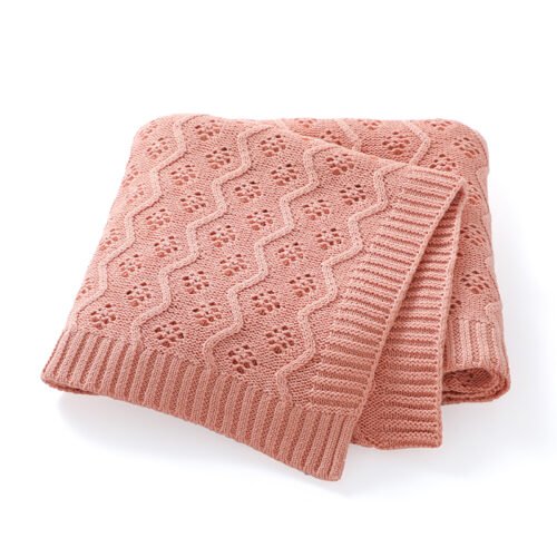 Solid Color Baby Cover Hollow Out Swaddle Cuddle Blanket Mimixiong