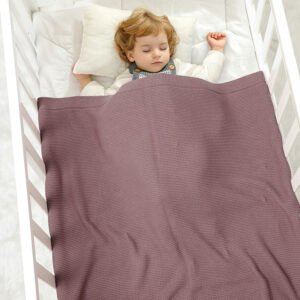 Manufacture Solid  Knitted 100% Cotton Baby Blankets Mimixiong
