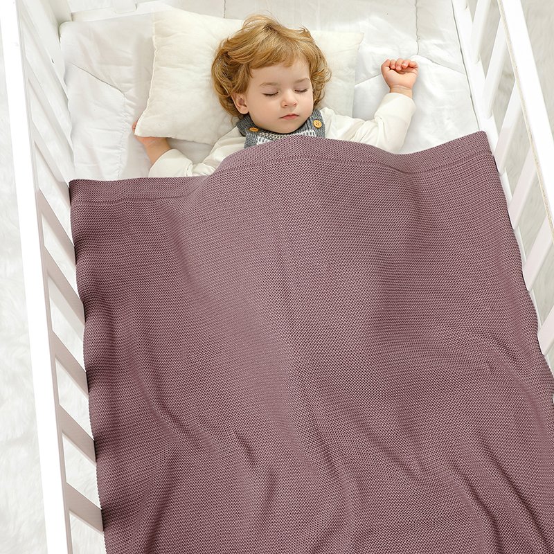 Manufacture Solid  Knitted 100% Cotton Baby Blankets Mimixiong