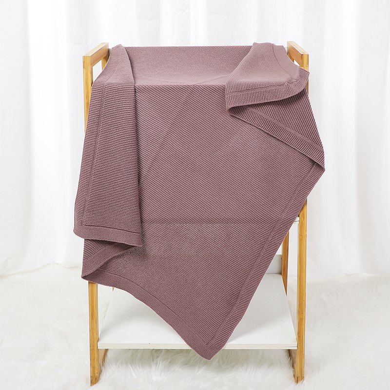 Manufacture Solid  Knitted 100% Cotton Baby Blankets Mimixiong