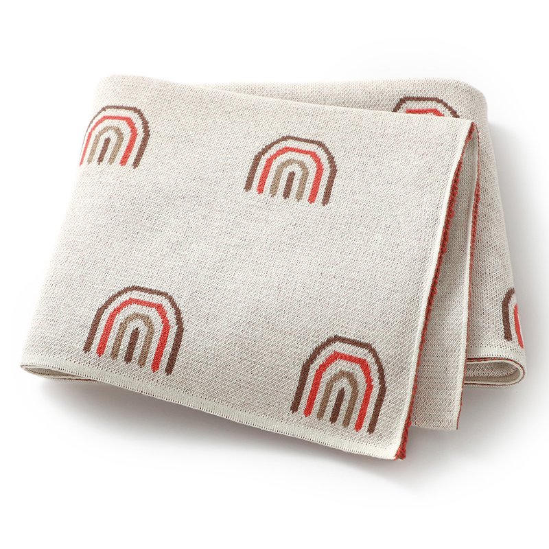 Rainbow Pattern Baby Swaddle Knitted Cotton Blankets Mimixiong