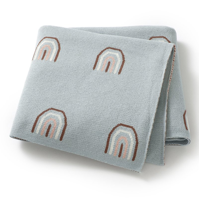 Rainbow Pattern Baby Swaddle Knitted Cotton Blankets Mimixiong