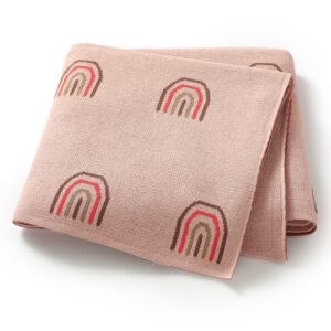 Rainbow Pattern Baby Swaddle Knitted Cotton Blankets Mimixiong