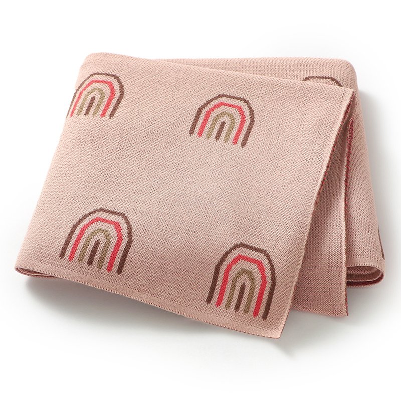 Rainbow Pattern Baby Swaddle Knitted Cotton Blankets Mimixiong