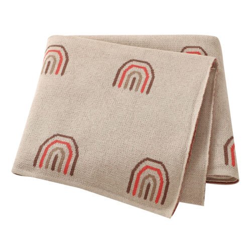 Rainbow Pattern Baby Swaddle Knitted Cotton Blankets Mimixiong