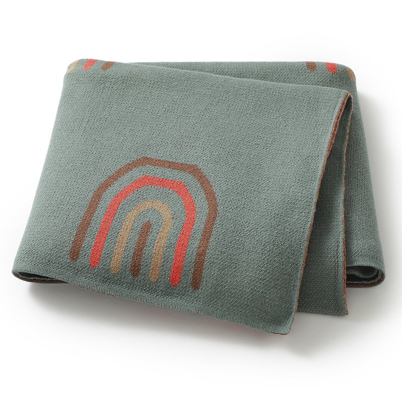 Cotton Rainbow Pattern Baby Swaddle Knitted Blankets Mimixiong