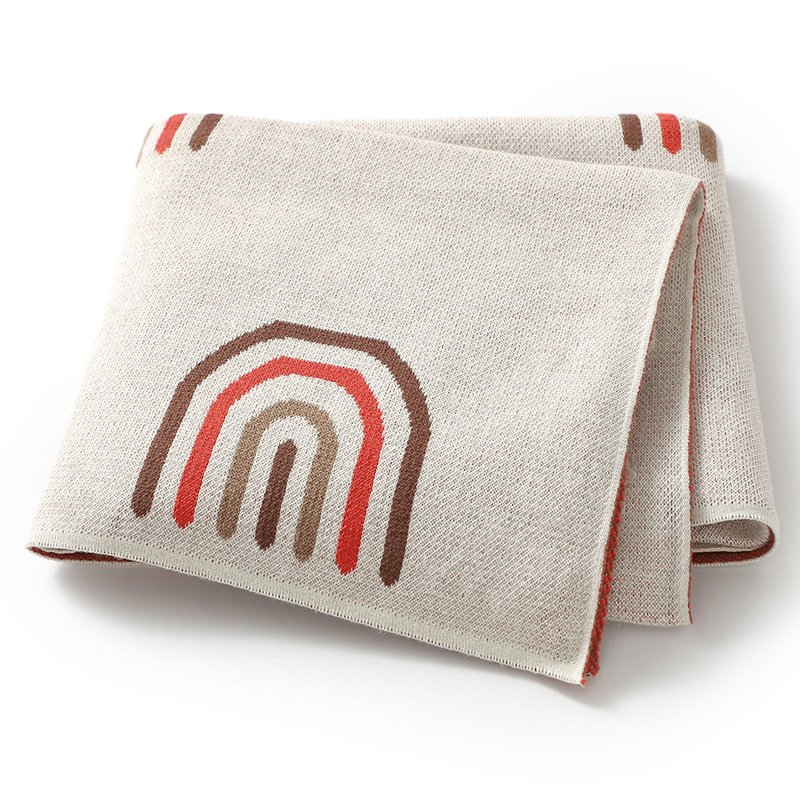 Cotton Rainbow Pattern Baby Swaddle Knitted Blankets Mimixiong