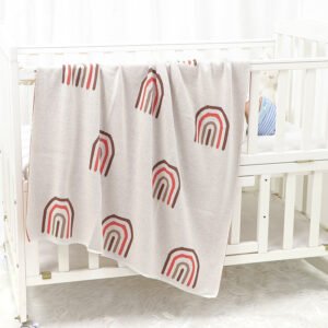 Cotton Rainbow Pattern Baby Swaddle Knitted Blankets Mimixiong