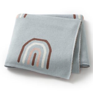 Cotton Rainbow Pattern Baby Swaddle Knitted Blankets Mimixiong