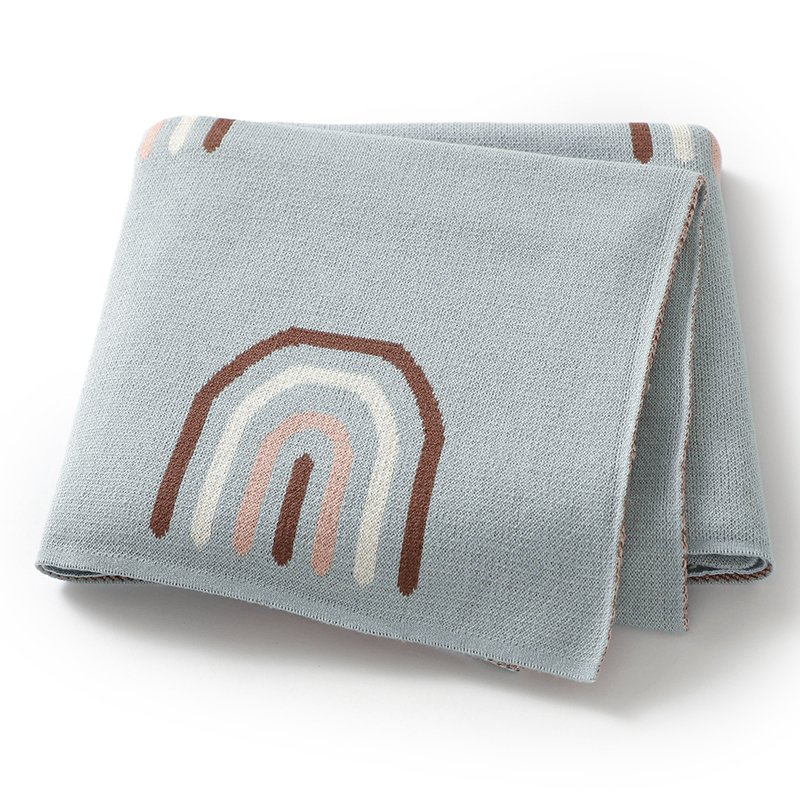 Cotton Rainbow Pattern Baby Swaddle Knitted Blankets Mimixiong