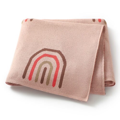 Cotton Rainbow Pattern Baby Swaddle Knitted Blankets Mimixiong