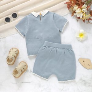 Cute Doll Collar Soft Vintage Short Sleeve Set Mimixiong