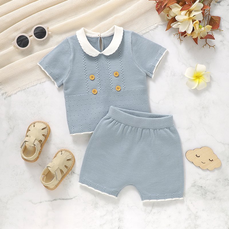 Cute Doll Collar Soft Vintage Short Sleeve Set Mimixiong