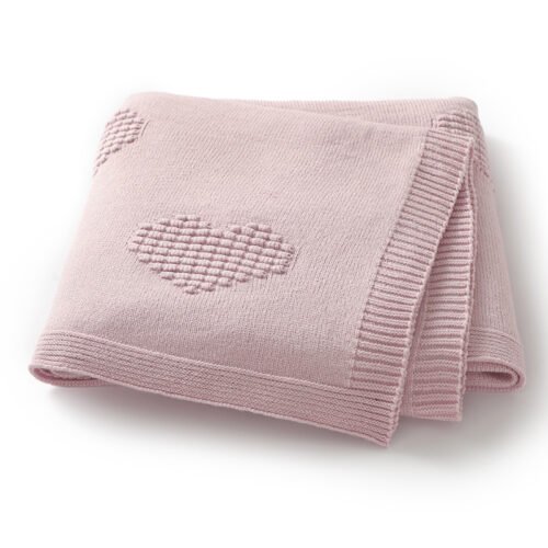 New Arrival Heart Patterned Knitted Baby Blanket Mimixiong