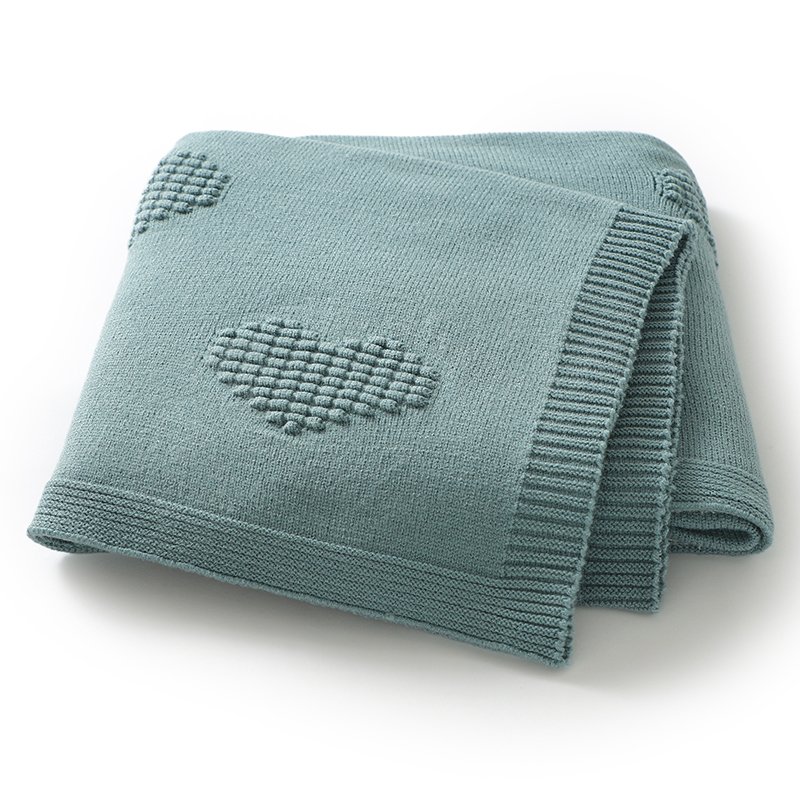New Arrival Heart Patterned Knitted Baby Blanket Mimixiong