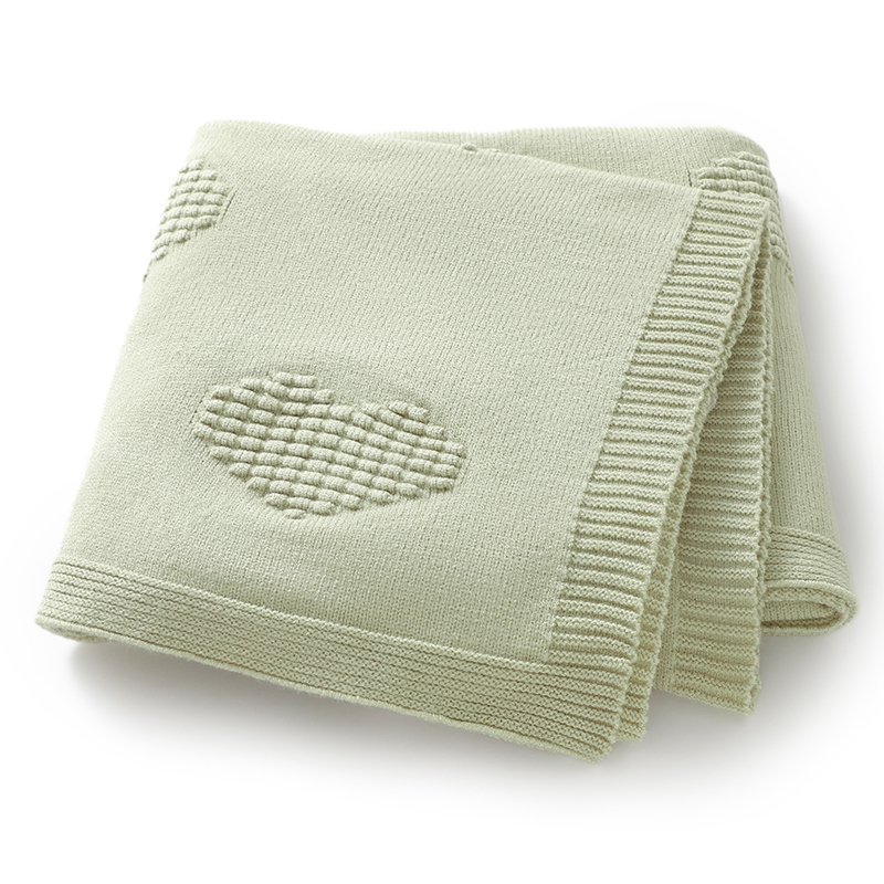 New Arrival Heart Patterned Knitted Baby Blanket Mimixiong