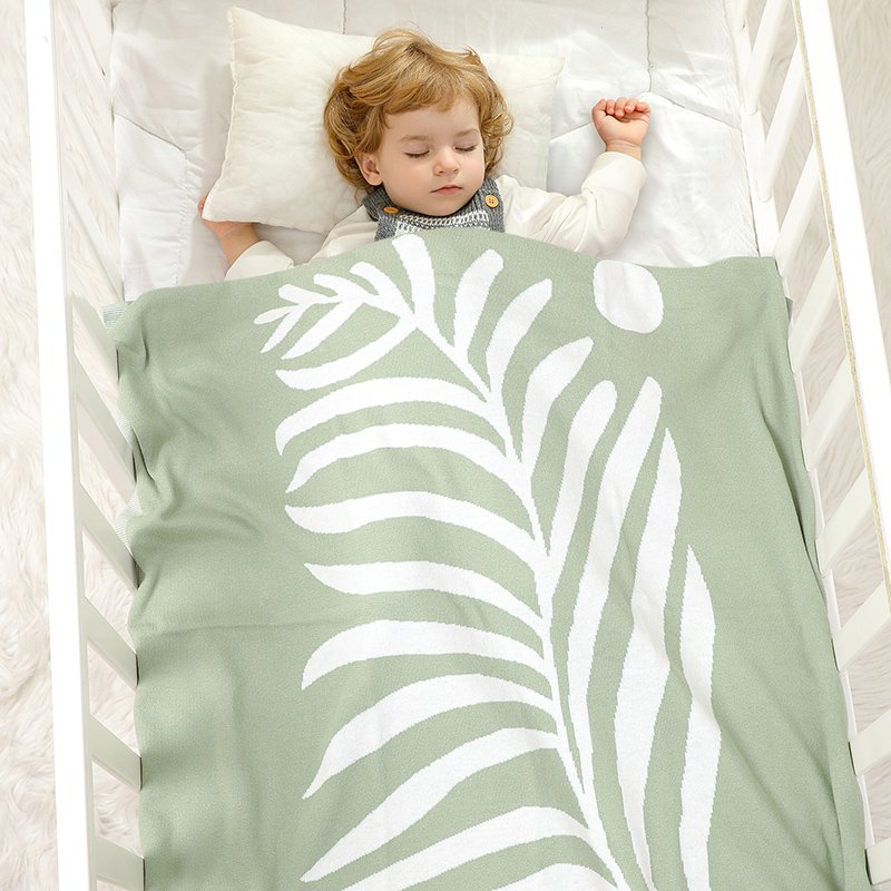 Baby Knitted Hand Pattern Swaddle  Fleece Throw Blanket Mimixiong