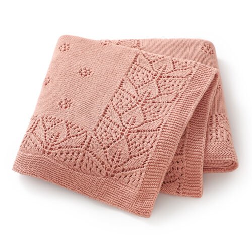 Pointelle Solid Color Newborn Baby Keepsake Knitted Blanket Mimixiong