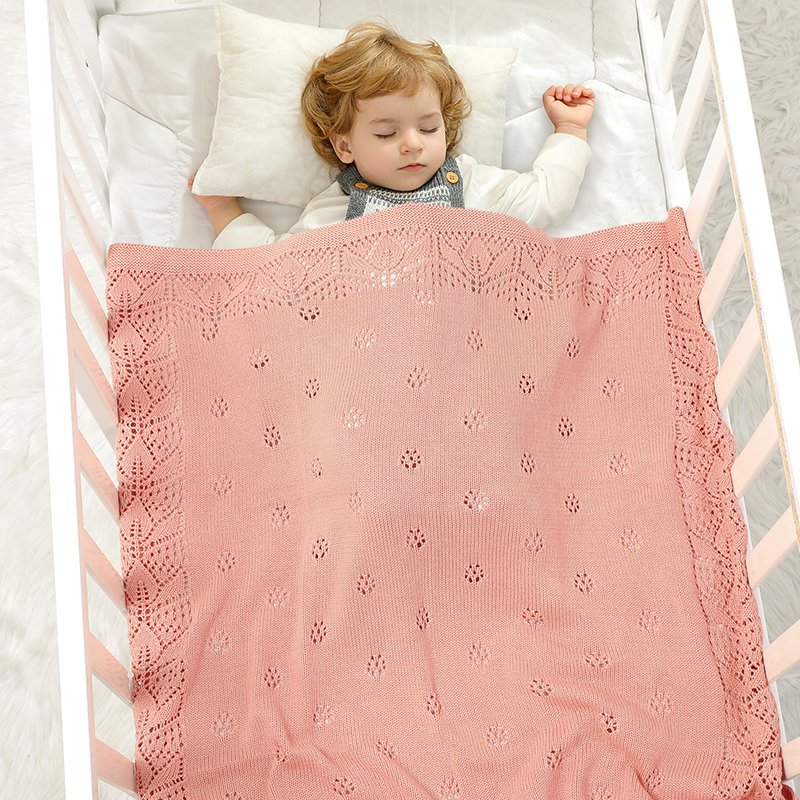 Pointelle Solid Color Newborn Baby Keepsake Knitted Blanket Mimixiong