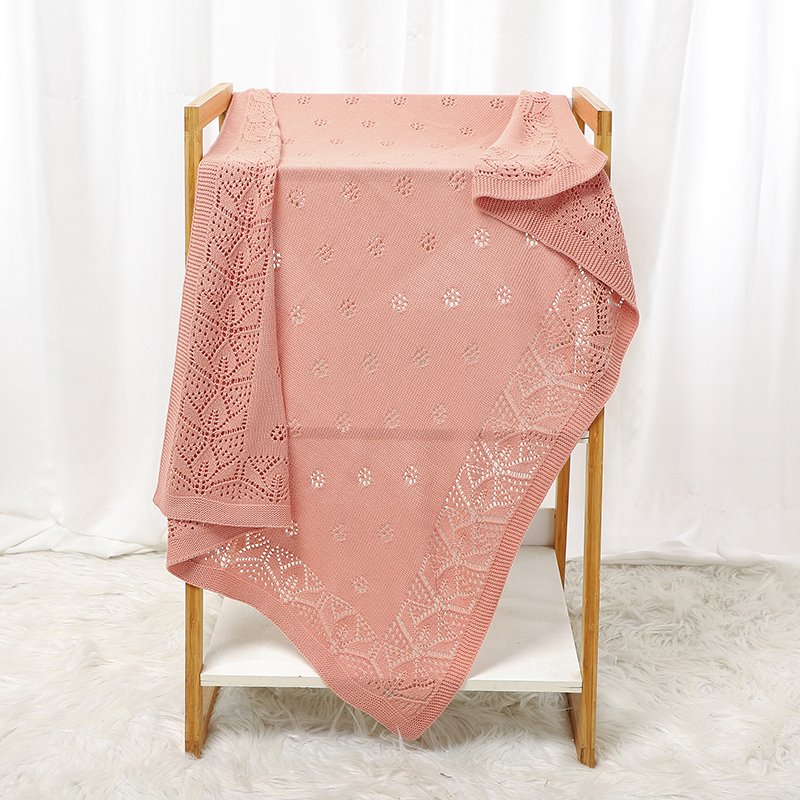 Pointelle Solid Color Newborn Baby Keepsake Knitted Blanket Mimixiong