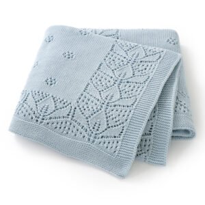 Pointelle Solid Color Newborn Baby Keepsake Knitted Blanket Mimixiong
