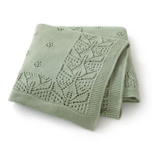 Pointelle Solid Color Newborn Baby Keepsake Knitted Blanket Mimixiong