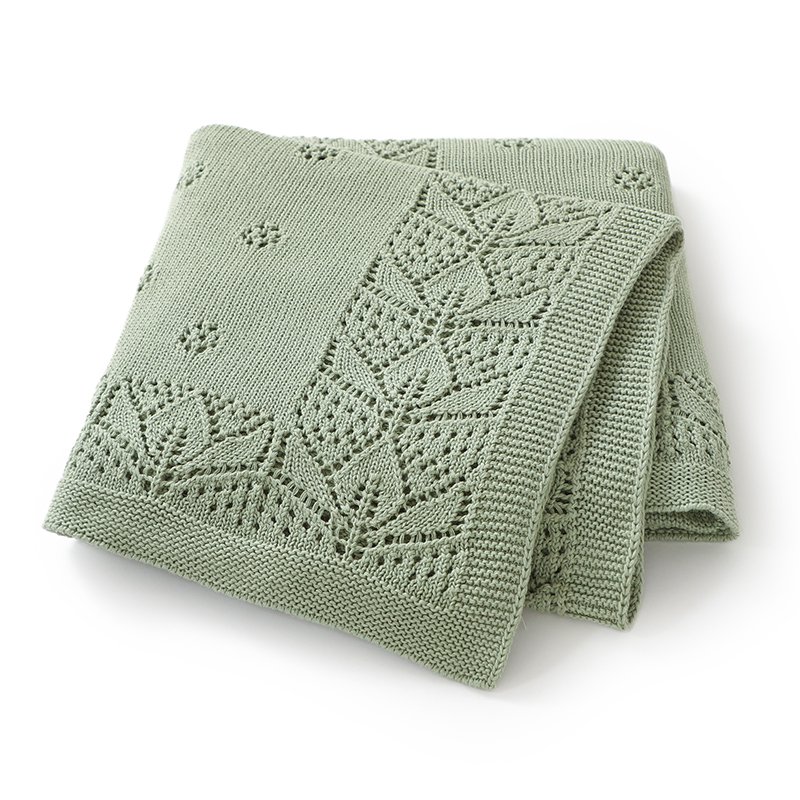 Pointelle Solid Color Newborn Baby Keepsake Knitted Blanket Mimixiong