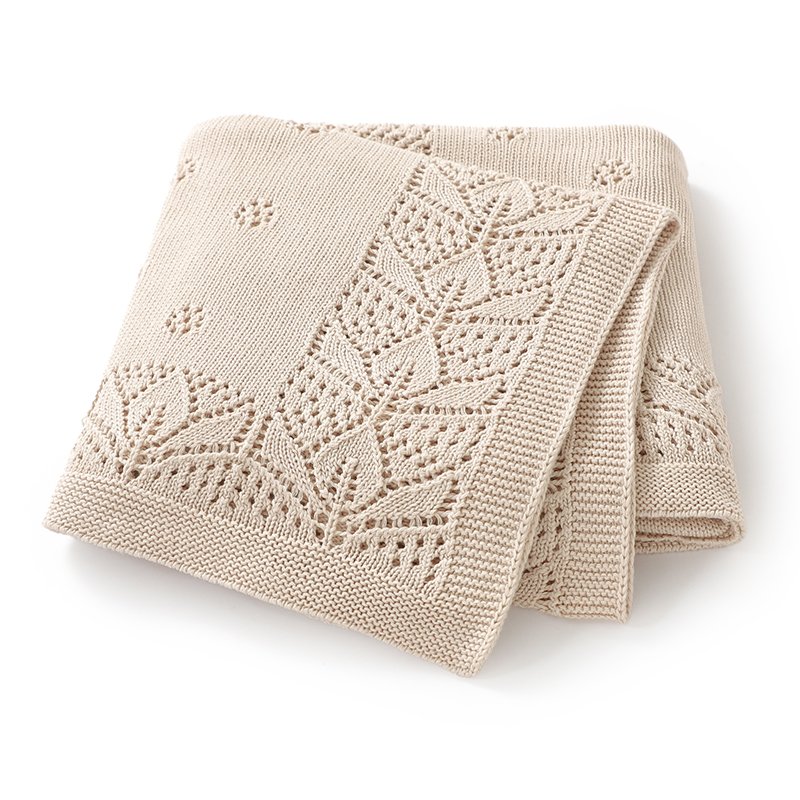 Pointelle Solid Color Newborn Baby Keepsake Knitted Blanket Mimixiong