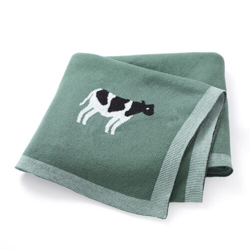 Cute Cow Animal Patterns Swaddling Knitted Cotton Baby Blanket Mimixiong