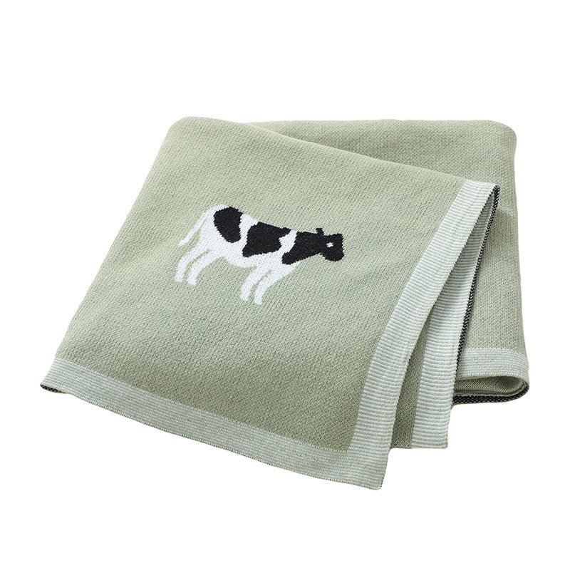 Cute Cow Animal Patterns Swaddling Knitted Cotton Baby Blanket Mimixiong