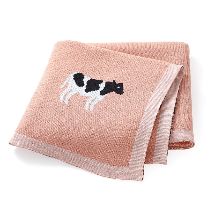 Cute Cow Animal Patterns Swaddling Knitted Cotton Baby Blanket Mimixiong